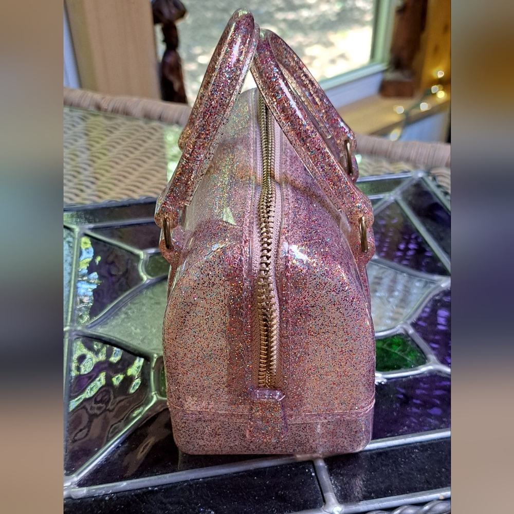 Mini Pink Jelly Glitter Handbag. - Picture 3 of 10